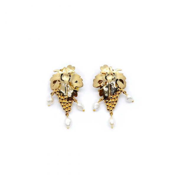 10 Karat Black Hills Gold Earrings in Multi Tones and Grape Leaf - Ruby Lane